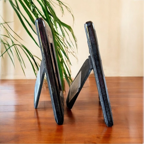 Set of 2 Handpainted Ceramic Tile Picture Frames – Multicolor Geometric Mosaic - Picture 6 of 14